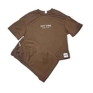 Brown Kids Shirt & Shorts Set